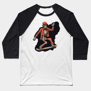 Cool Skateboarding Skeleton Baseball T-Shirt